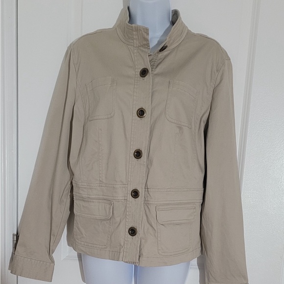 EARTHY KHAKI CASUAL COAT PETITE CAN BE WORN FOR ANY OCASION CHARTER CLUB SZ L - Picture 1 of 7